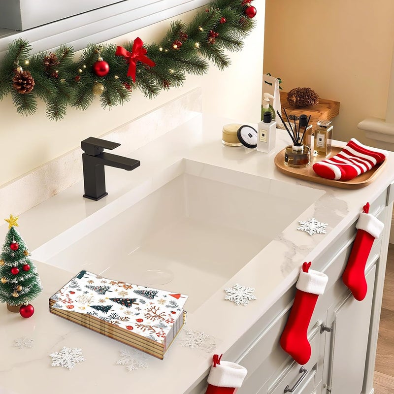 Tbsone 100-Pack Christmas Paper Napkins Disposable: Guest Dinner Hand Towels, Xmas Trees Design for Table Decor, Bathroom, Home, Kitchen, Holiday, Cocktail Party - Image 4